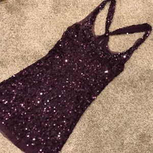 Plum sequin tank top